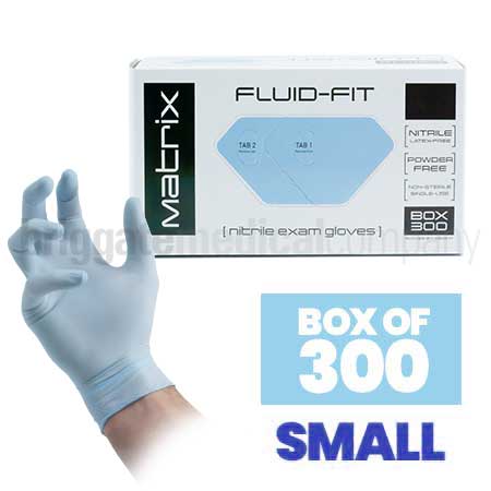 Matrix Fluid-Fit Nitrile Gloves - MEDIUM Box 300 (Colour: Sky Blue)