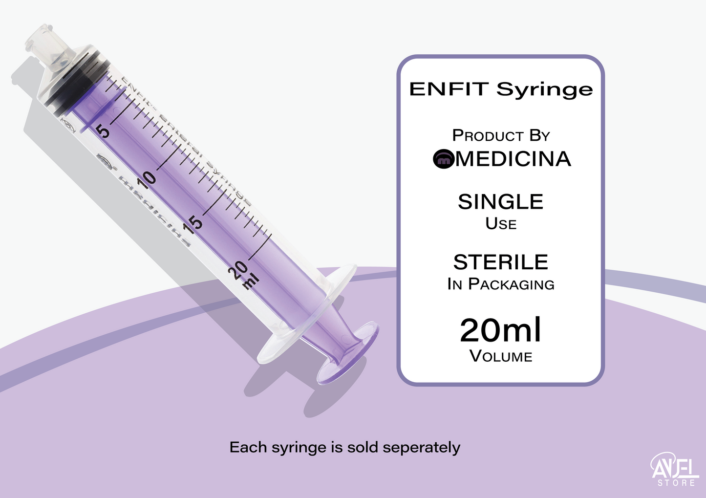 ENFIT syringe with Medicina branding on a white background