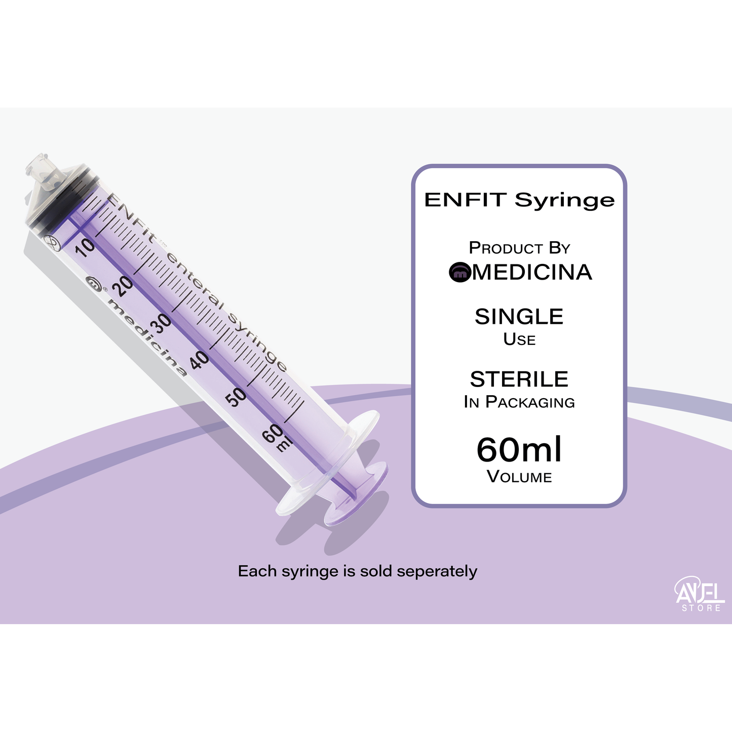 ENFIT syringe with Medicina branding on a white background