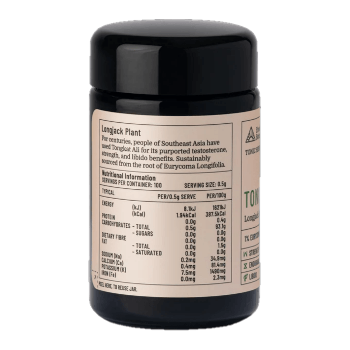 Evolution Botanicals Tongkat Ali -50g violet miron glass jar (100 Serves) - Anjelstore