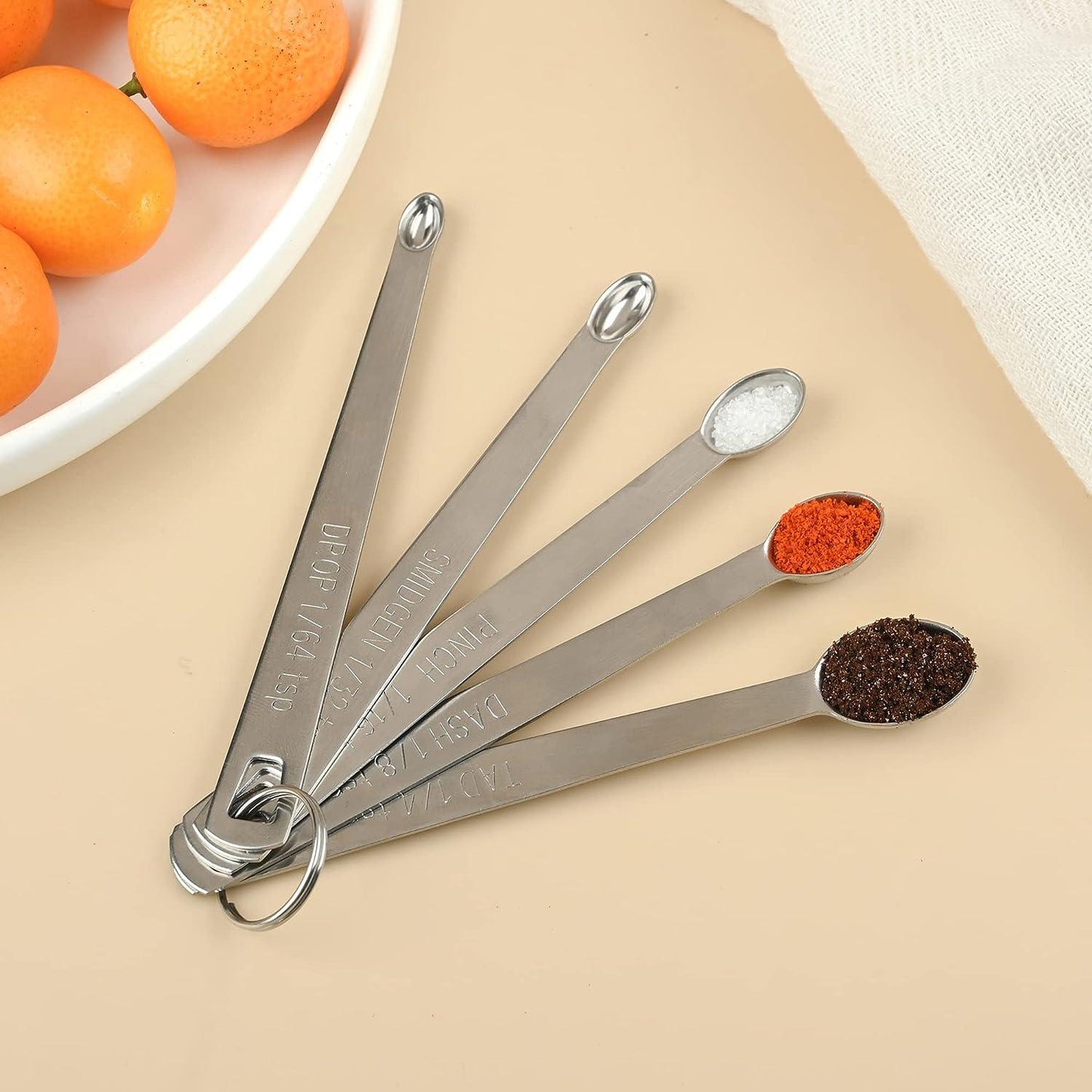 Mini Stainless Steel Teaspoon Measuring Spoon Set (1/4, 1/8, 1/16, 1/32, 1/64) - Anjelstore