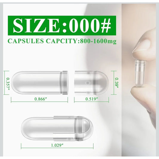 WANANFU Size 000 Empty Vegetarian Capsules (1000 Pack) with Micro Spoon