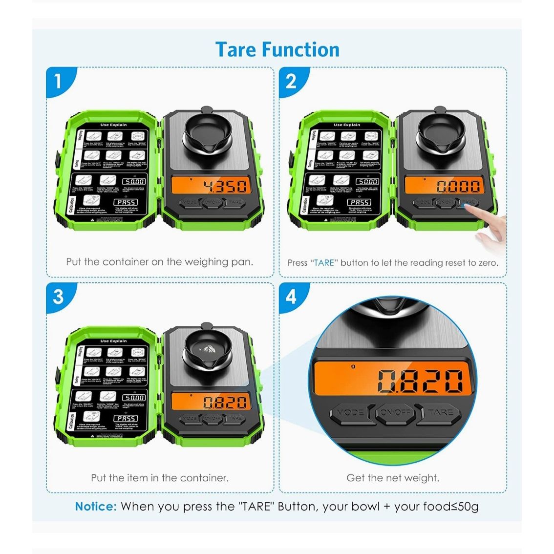 Brand New High Precision Digital Milligram Scale 50g x 0.001g – Green