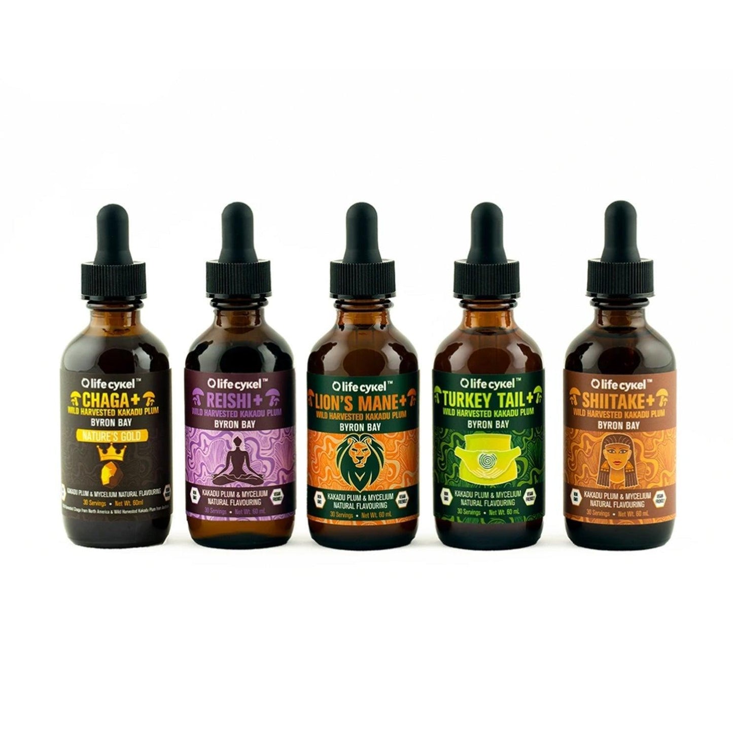 Chaga Biohacker Set™ of 5 Liquid Extracts Life Cykel Mushroom Extract - Anjelstore