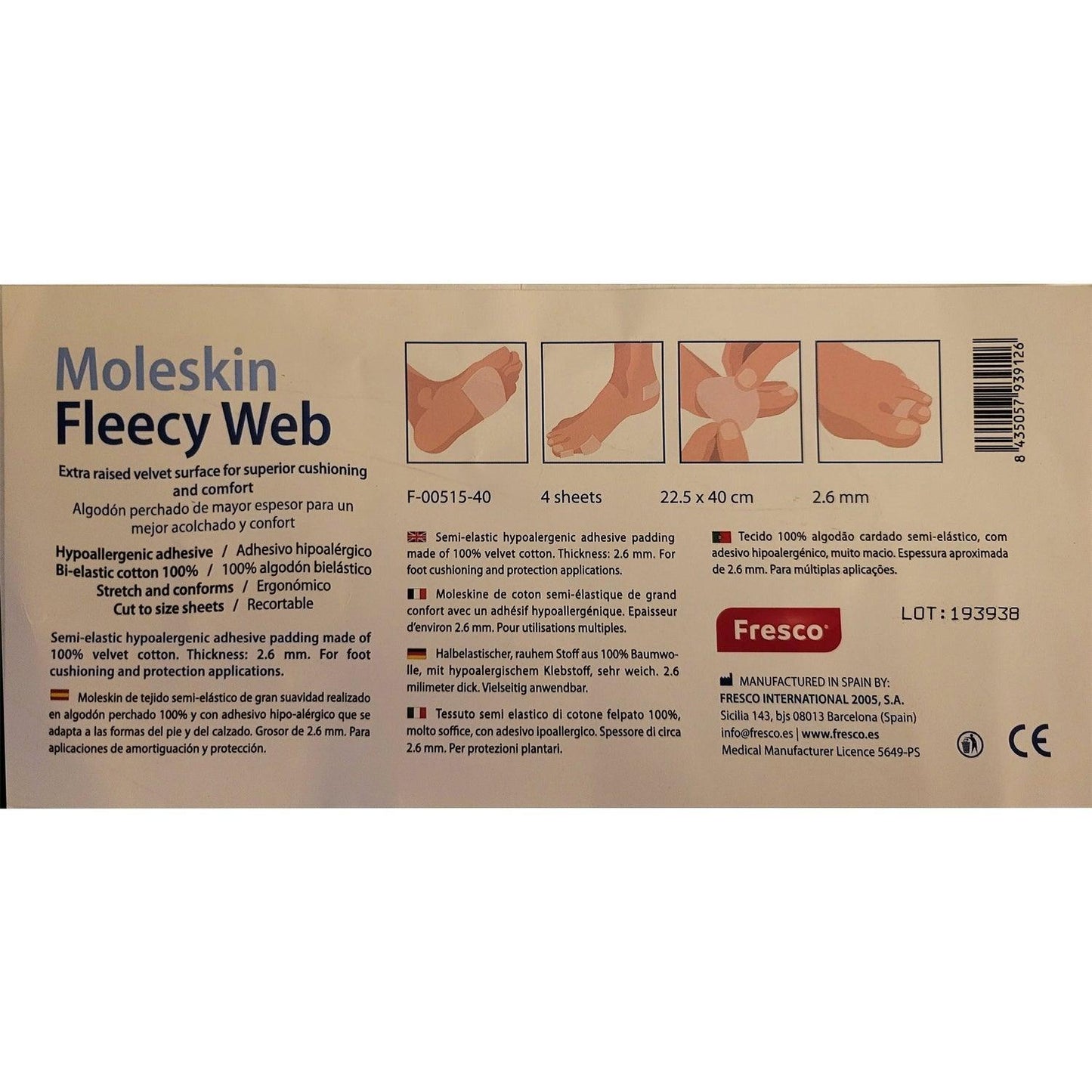 Fleecy Web Adhesive Sheet 22.5cm x 40cm Podiatry Approved - Anjelstore