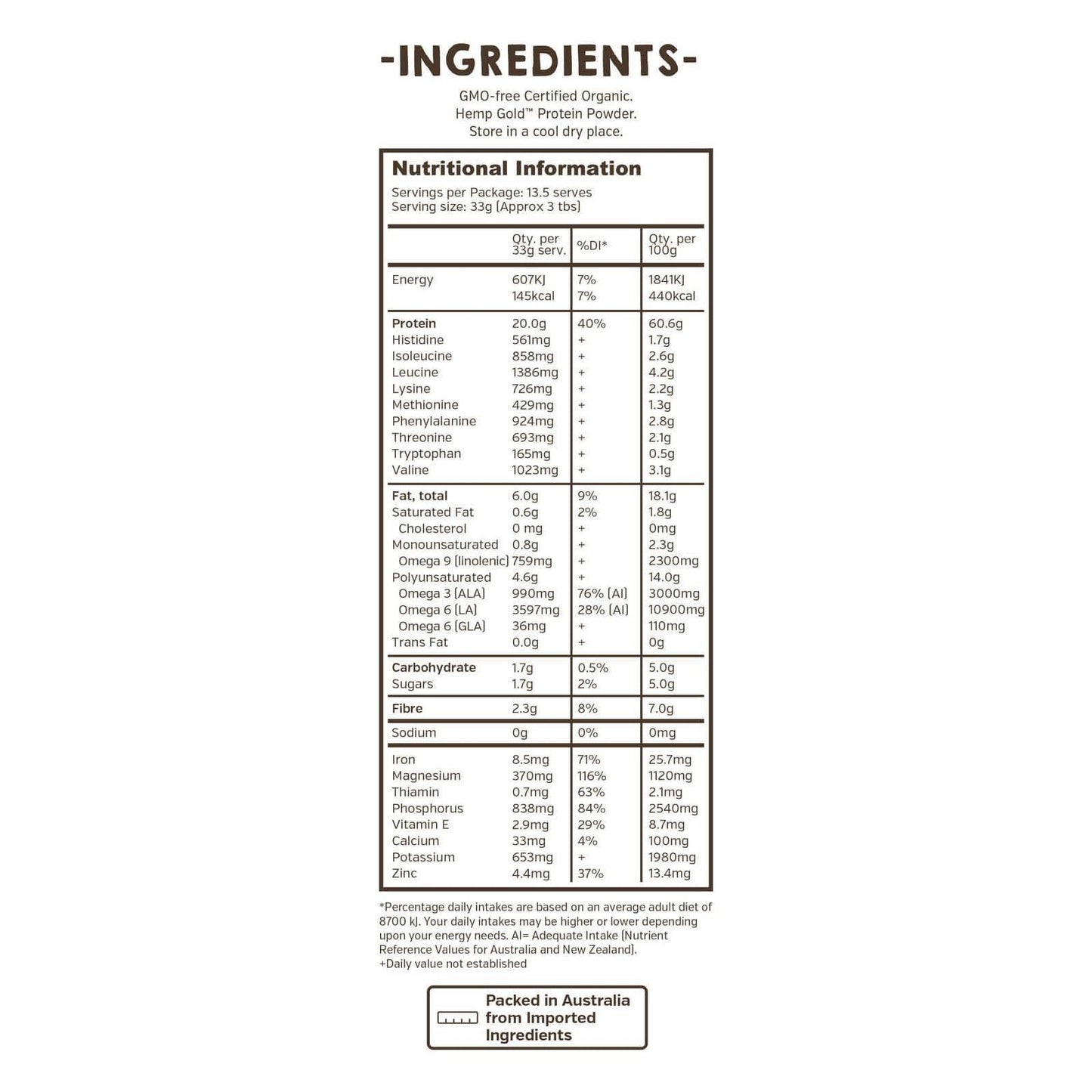 Hemp Foods Australia Organic Hemp Gold™ Protein - Anjelstore