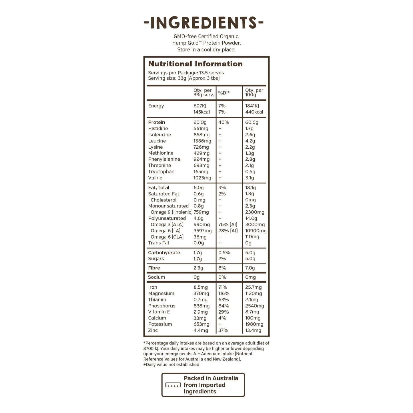 Hemp Foods Australia Organic Hemp Gold™ Protein - Anjelstore