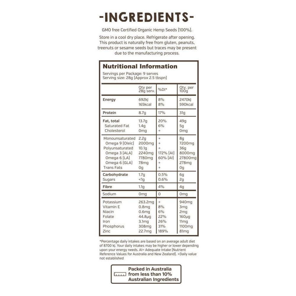 Hemp Foods Australia Organic Hulled Hemp Seeds - Anjelstore