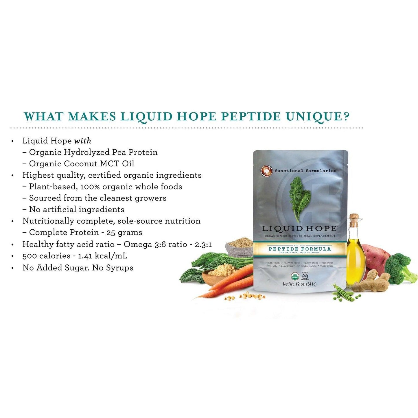 Liquid Hope Peptide Adult Organic Enteral Nutrition 341g - Anjelstore