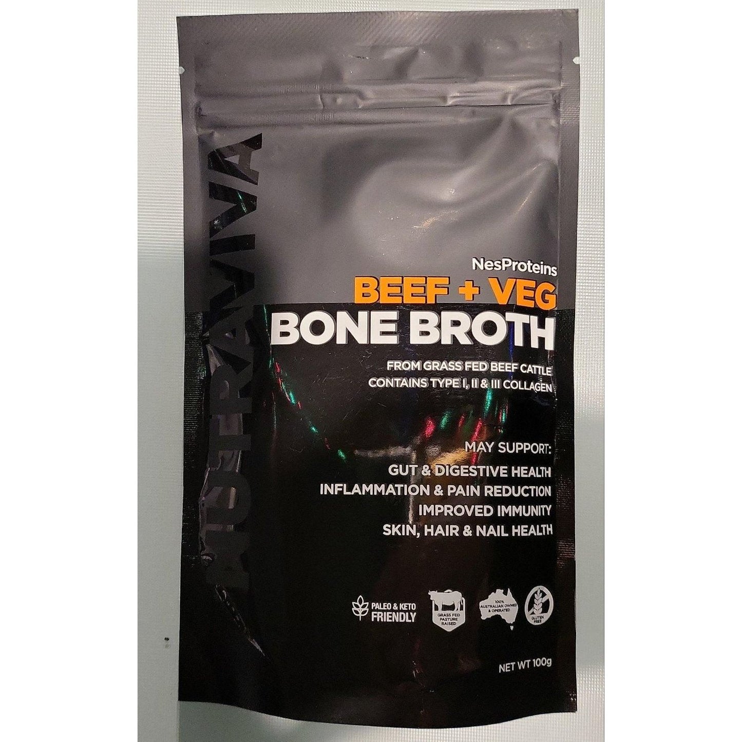 Nutraviva Australian Beef Bone Broth Powder 100g - Anjelstore