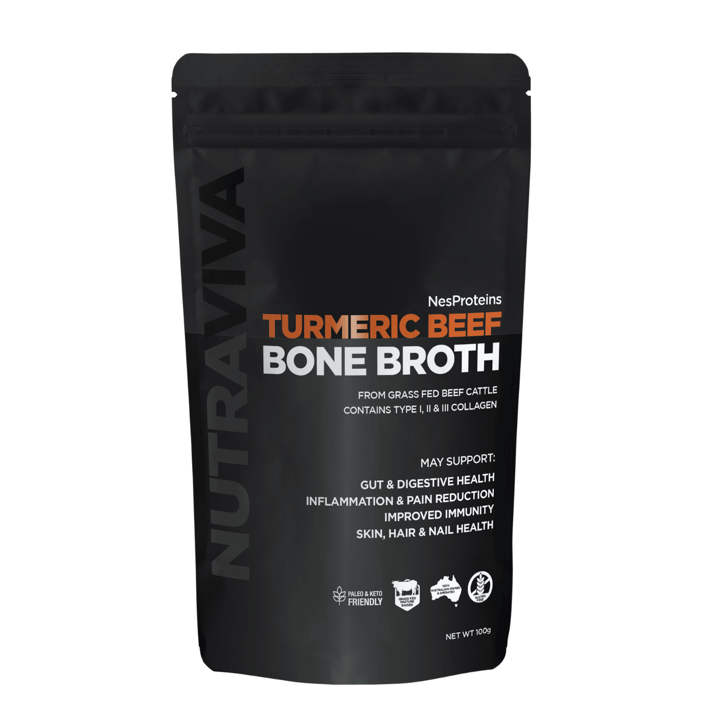 Nutraviva Australian Beef Bone Broth Powder 100g - Anjelstore