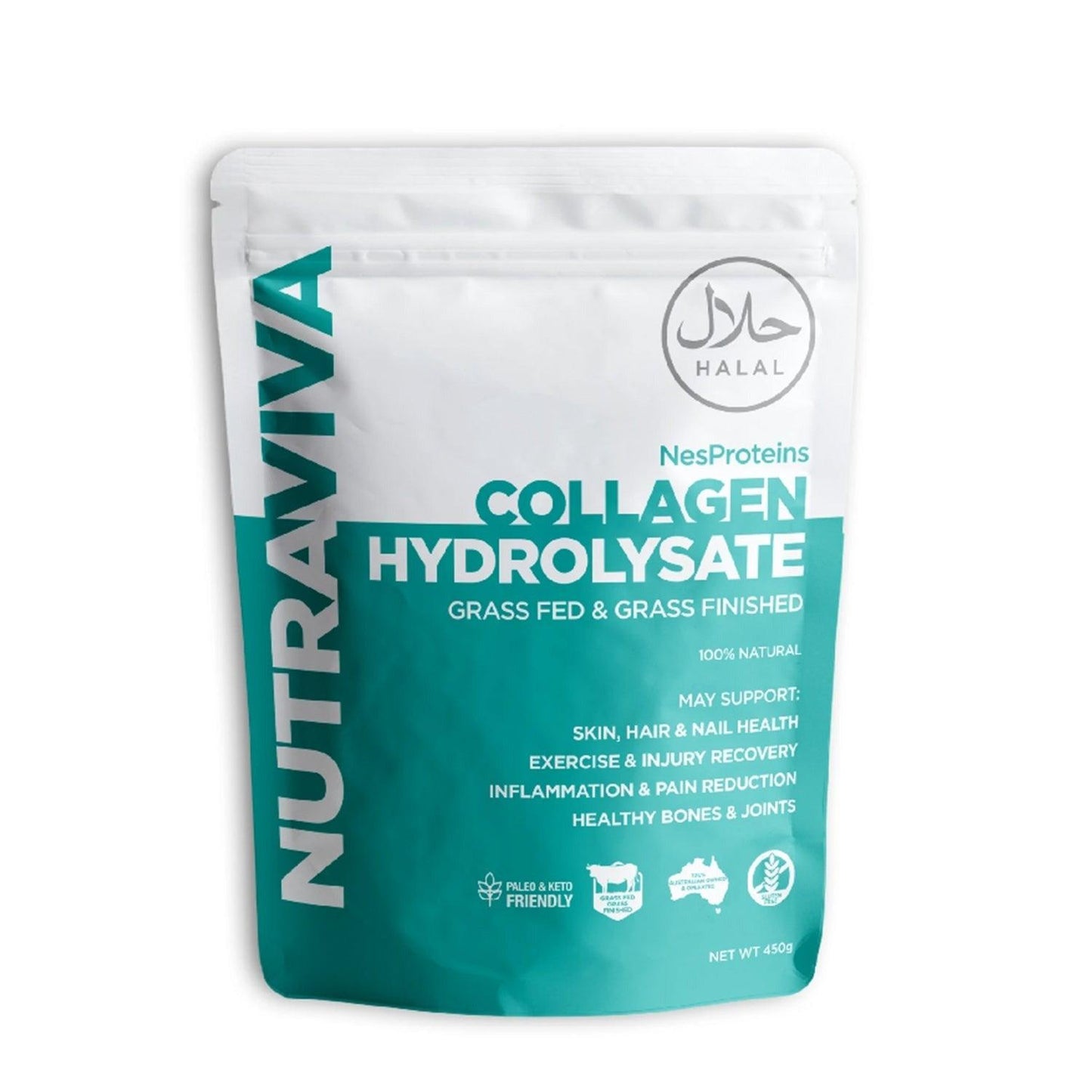 Nutraviva Certified Grass Fed Beauty Collagen Powder (Halal) 450g - Anjelstore