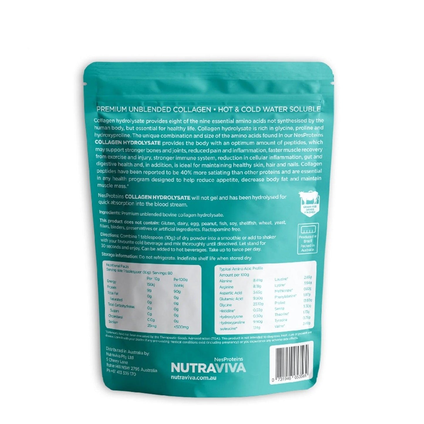 Nutraviva Certified Grass Fed Beauty Collagen Powder (Halal) 450g - Anjelstore
