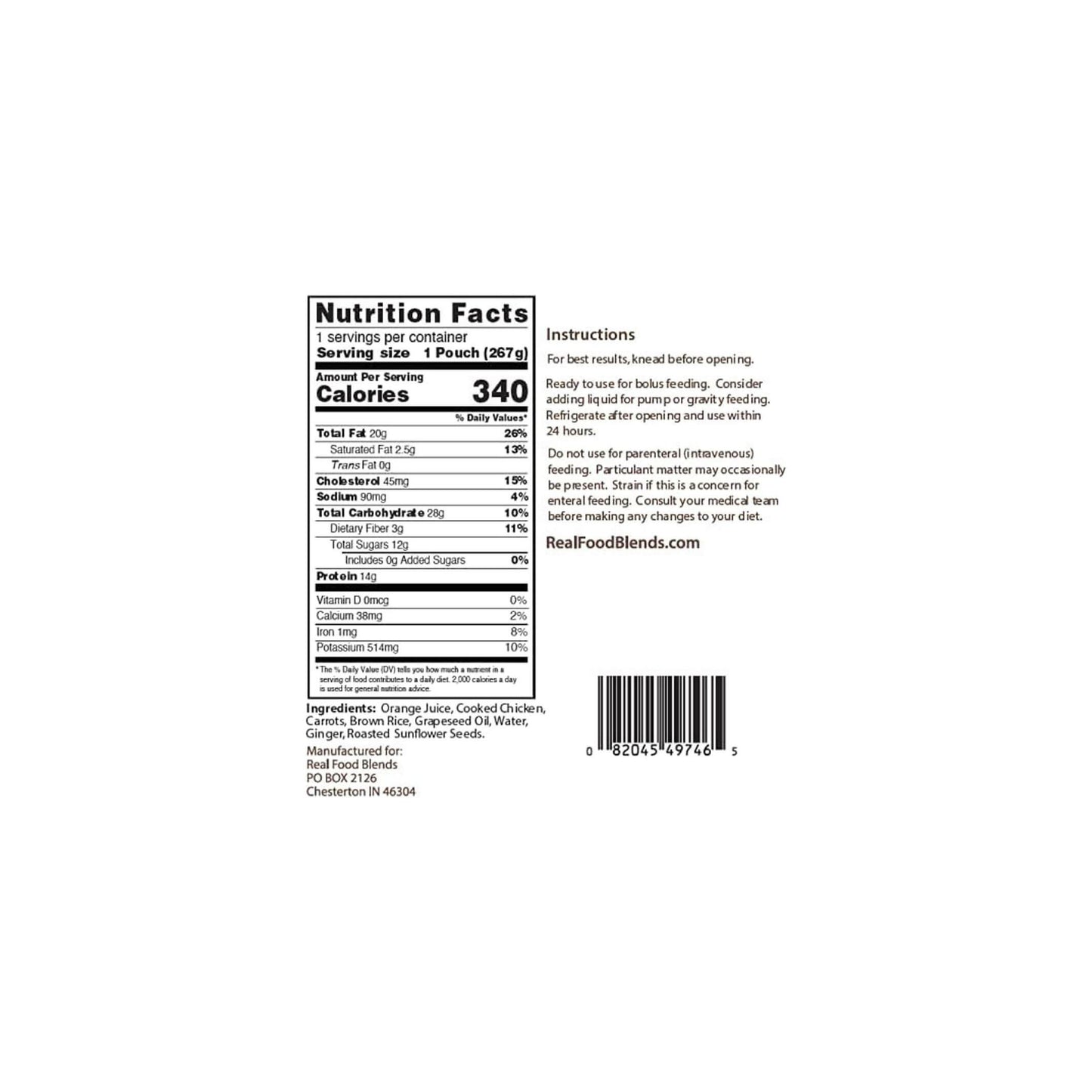 Real Food Blends - Enteral Nutrition - 267g Sachets selected varieties CLEARANCE. New stock now available - Anjelstore