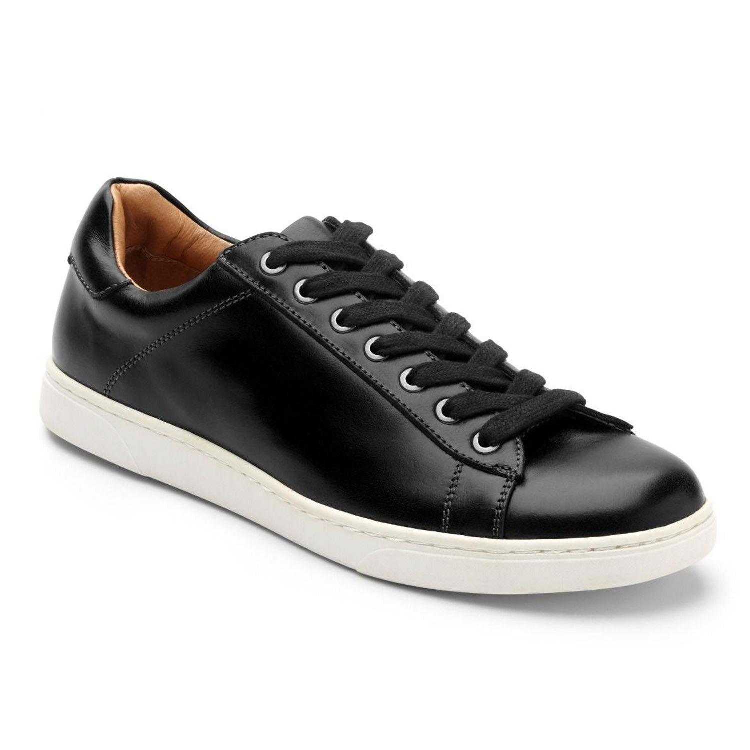 Vionic Mens Baldwin Lace-up Leather Sneaker Black & Brown - Anjelstore