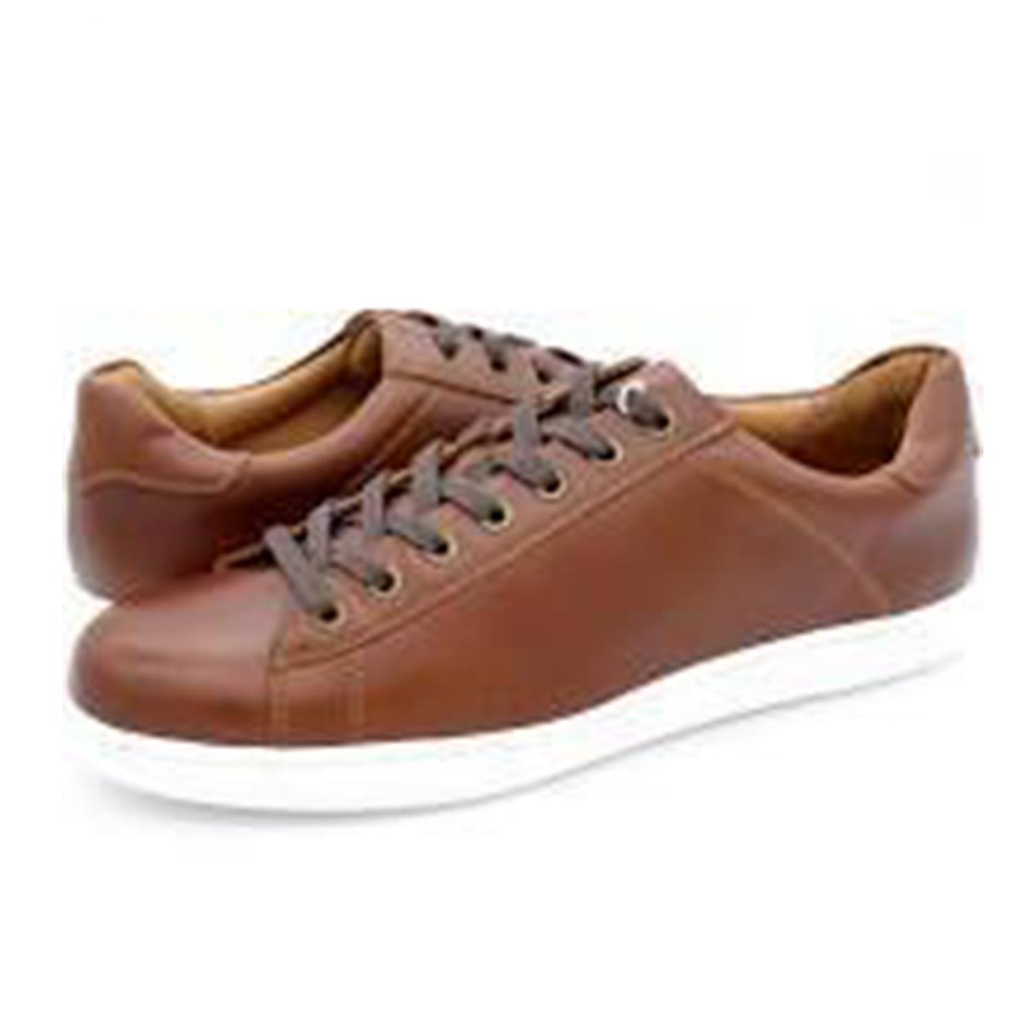 Vionic Mens Baldwin Lace-up Leather Sneaker Black & Brown - Anjelstore
