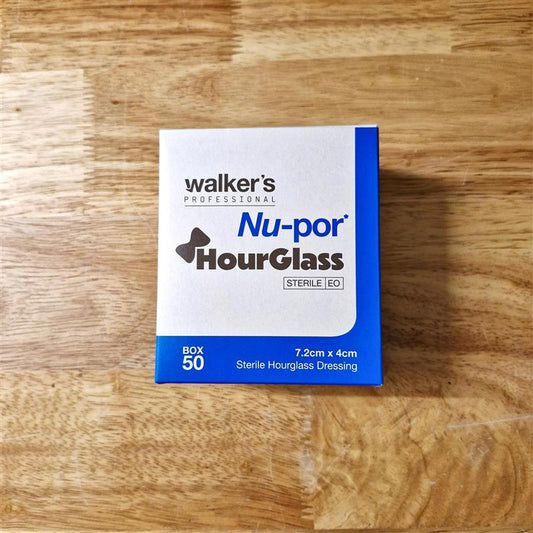 Walker’s Nu-Por Sterile Hourglass Finger & Toe Dressing 7.2cm x 4cm – Box of 50
