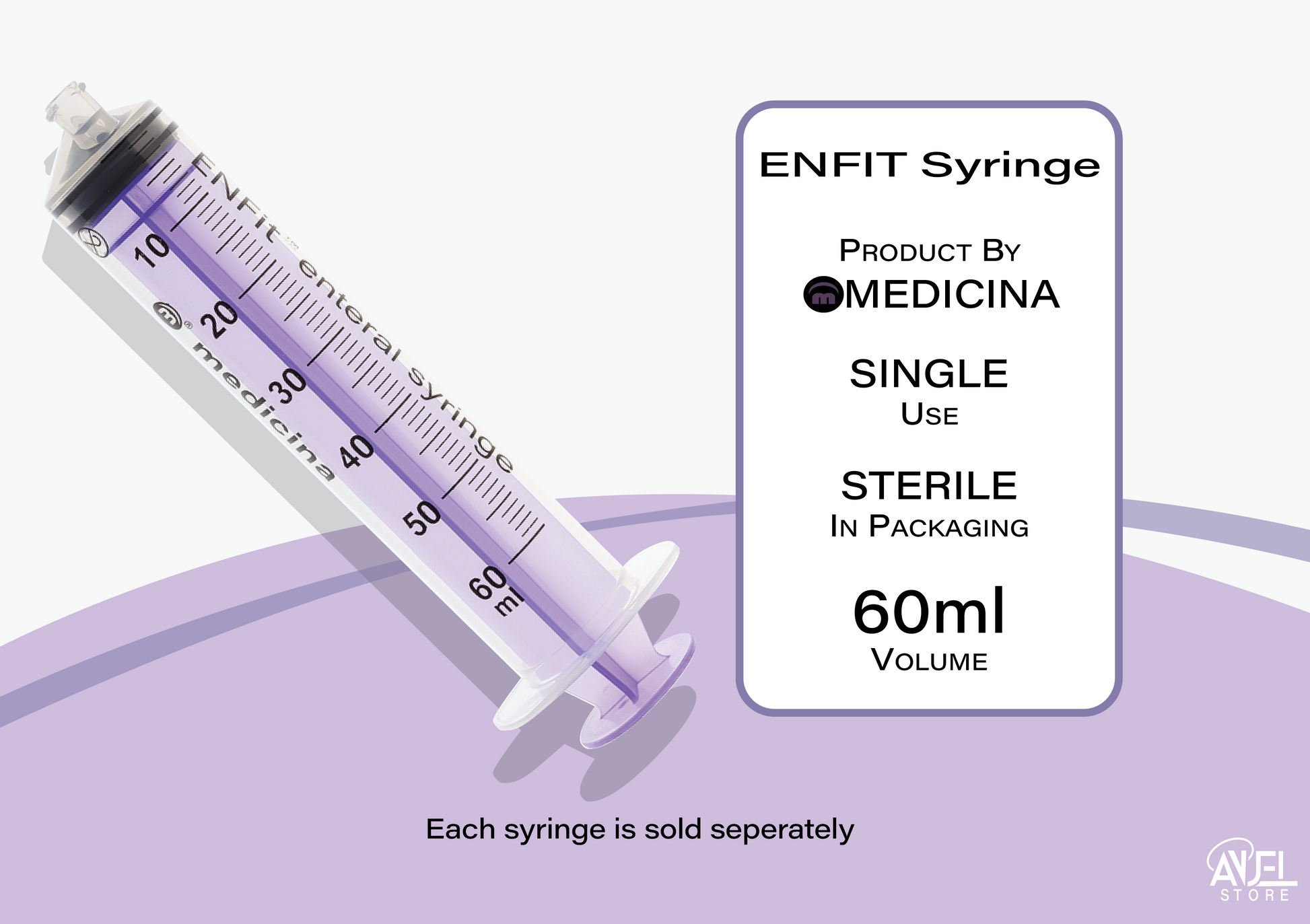 ENFIT syringe with Medicina branding on a white background