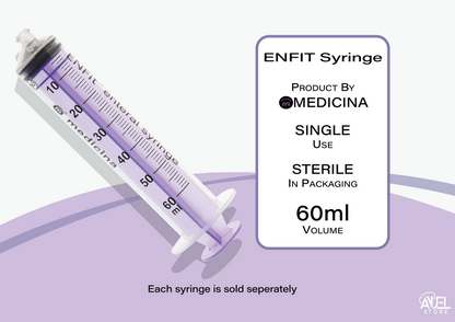 ENFIT syringe with Medicina branding on a white background