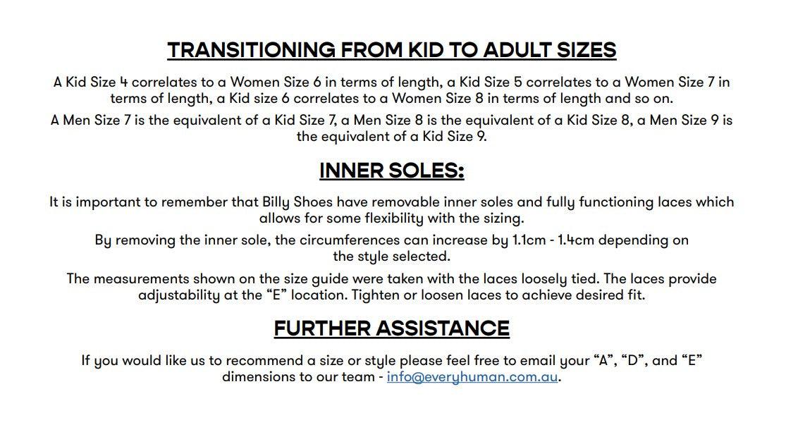 Billy Footwear Range Inclusive Toddlers, Kids, Womens & Mens Brace and Orthotic Friendly Footwear - Anjelstore 