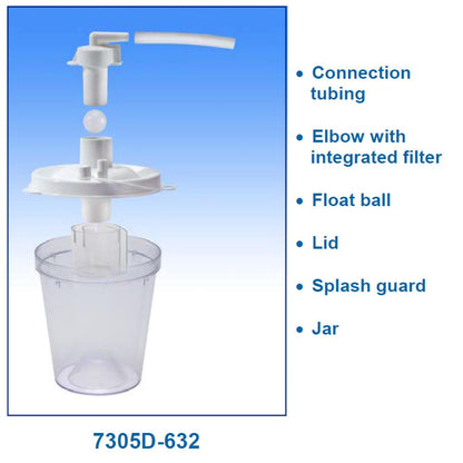 DEVILBISS COLLECTION KIT - 800ML SUCTION JAR LID SHORT TUBING AND FILTER - Anjelstore 