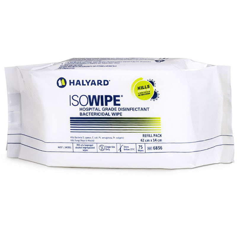 Isowipe Bactericidal Wipes, 75 wipes, Refill Pack - Anjelstore 