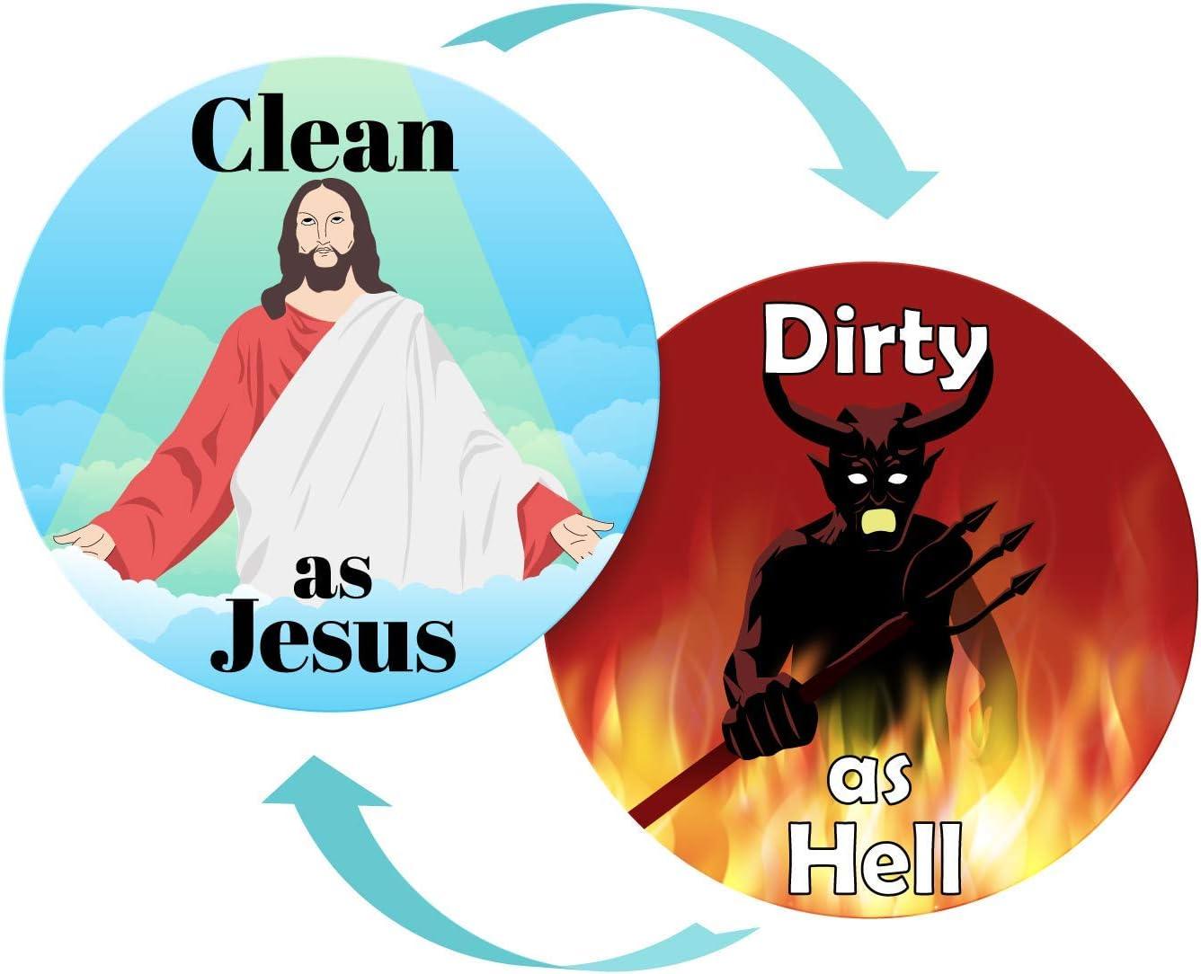 Jesus / Devil Double Sided Magnet - Clean Dirty Indicator for Dishwasher - Anjelstore 