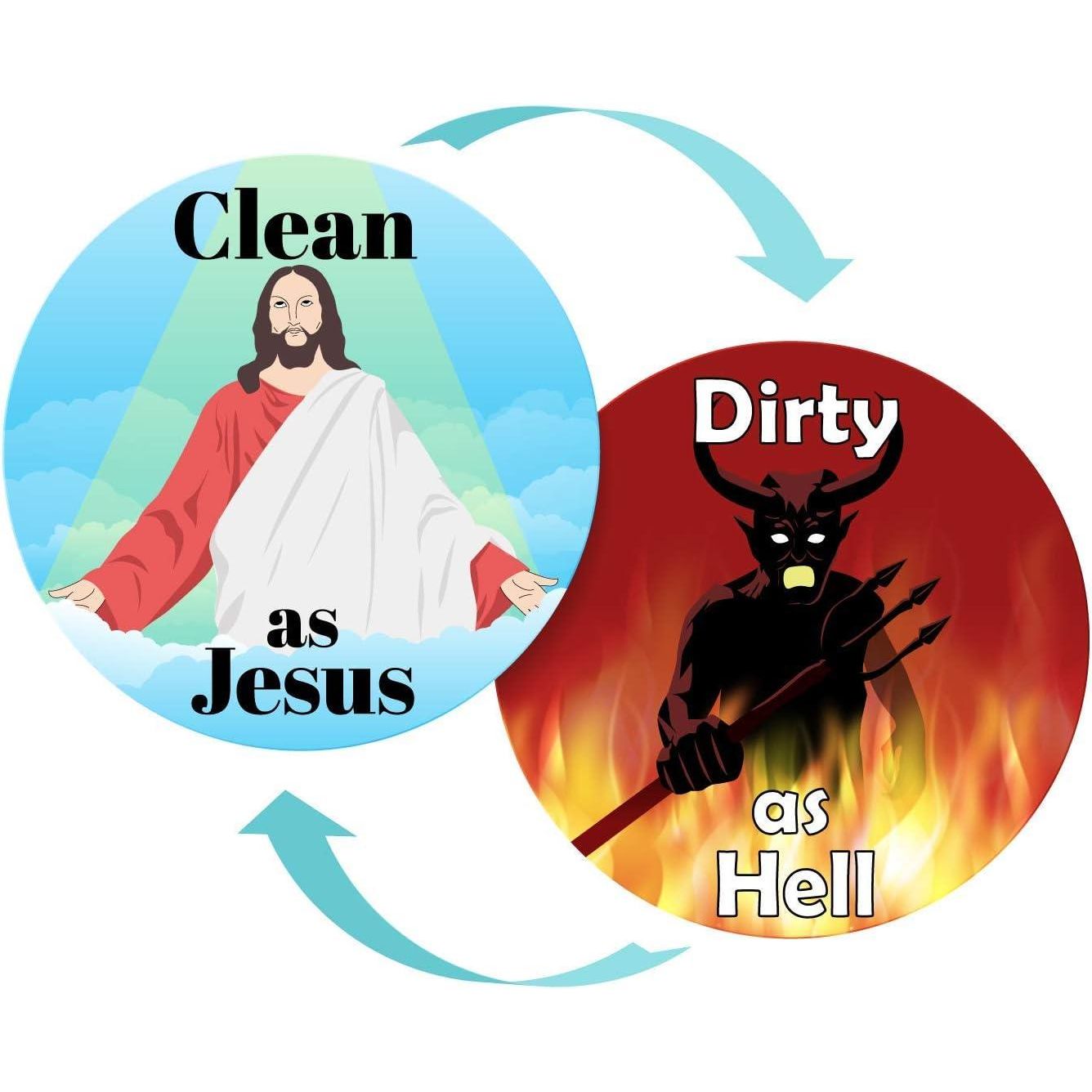 Jesus / Devil Double Sided Magnet - Clean Dirty Indicator for Dishwasher - Anjelstore 