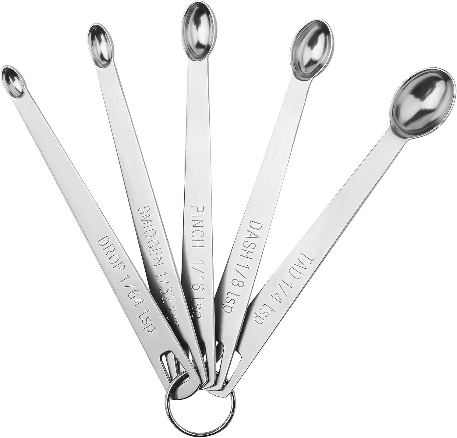 Mini Stainless Steel Teaspoon Measuring Spoon Set (1/4, 1/8, 1/16, 1/32, 1/64) - Anjelstore 