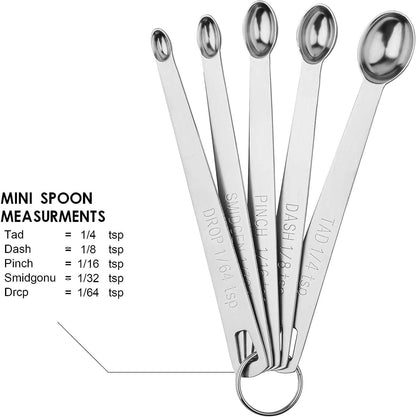 Mini Stainless Steel Teaspoon Measuring Spoon Set (1/4, 1/8, 1/16, 1/32, 1/64) - Anjelstore 