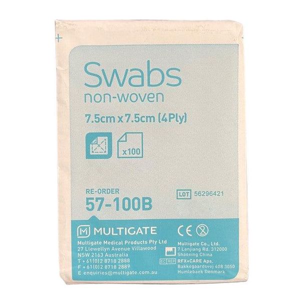 Multigate Swabs non-woven Gauze 7.5cm x 7.5cm 4 ply. 100 piece – Anjelstore