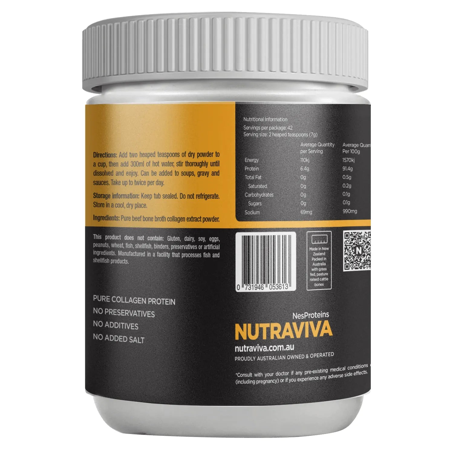 Nutraviva Australian Beef Bone Broth Powder (Pure and Original varieties) - Anjelstore 