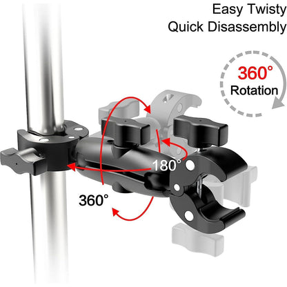 Pole Double Mount Clamp Bracket for IV Pole, AAC device, iPad device holder etc. - Anjelstore 