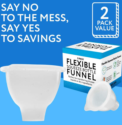 Enteral Bottle Funnel – Flexible Wide-Mouth Silicone Funnel 2 Pack