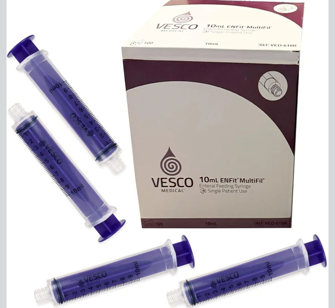 Vesco Multifil™ Reusable ENFit Tip Reusable Syringe with Cap, 10ml and 60ml