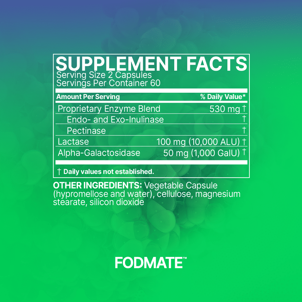 Microbiome Labs® FODMATE™ – Digestive Enzyme Support for FODMAP Foods