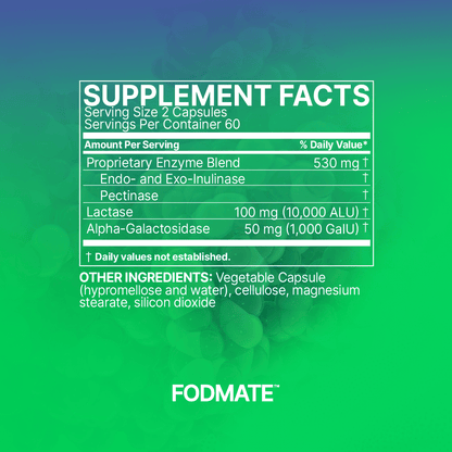 Microbiome Labs® FODMATE™ – Digestive Enzyme Support for FODMAP Foods