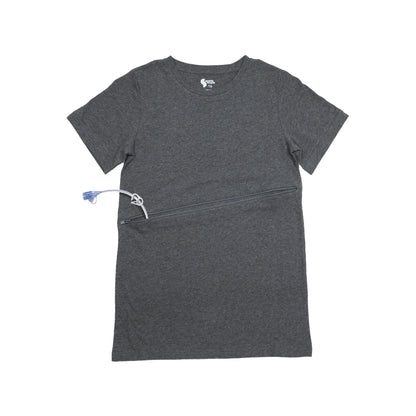 Spoonie threads Charcoal G-tube Zip Shirt Access Tee Size 14