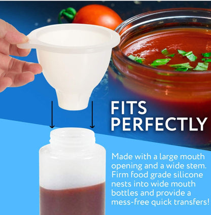 Enteral Bottle Funnel – Flexible Wide-Mouth Silicone Funnel 2 Pack