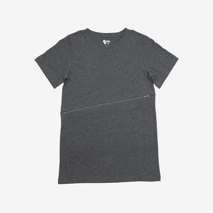 Spoonie threads Charcoal G-tube Zip Shirt Access Tee Size 14
