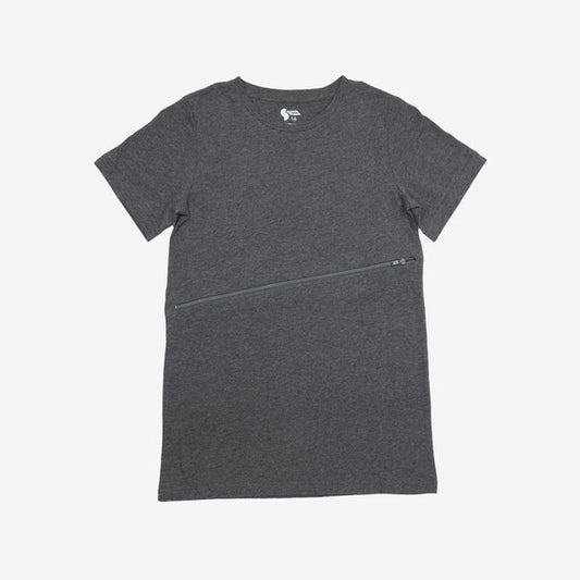 Spoonie threads Charcoal G-tube Zip Shirt Access Tee Size 14