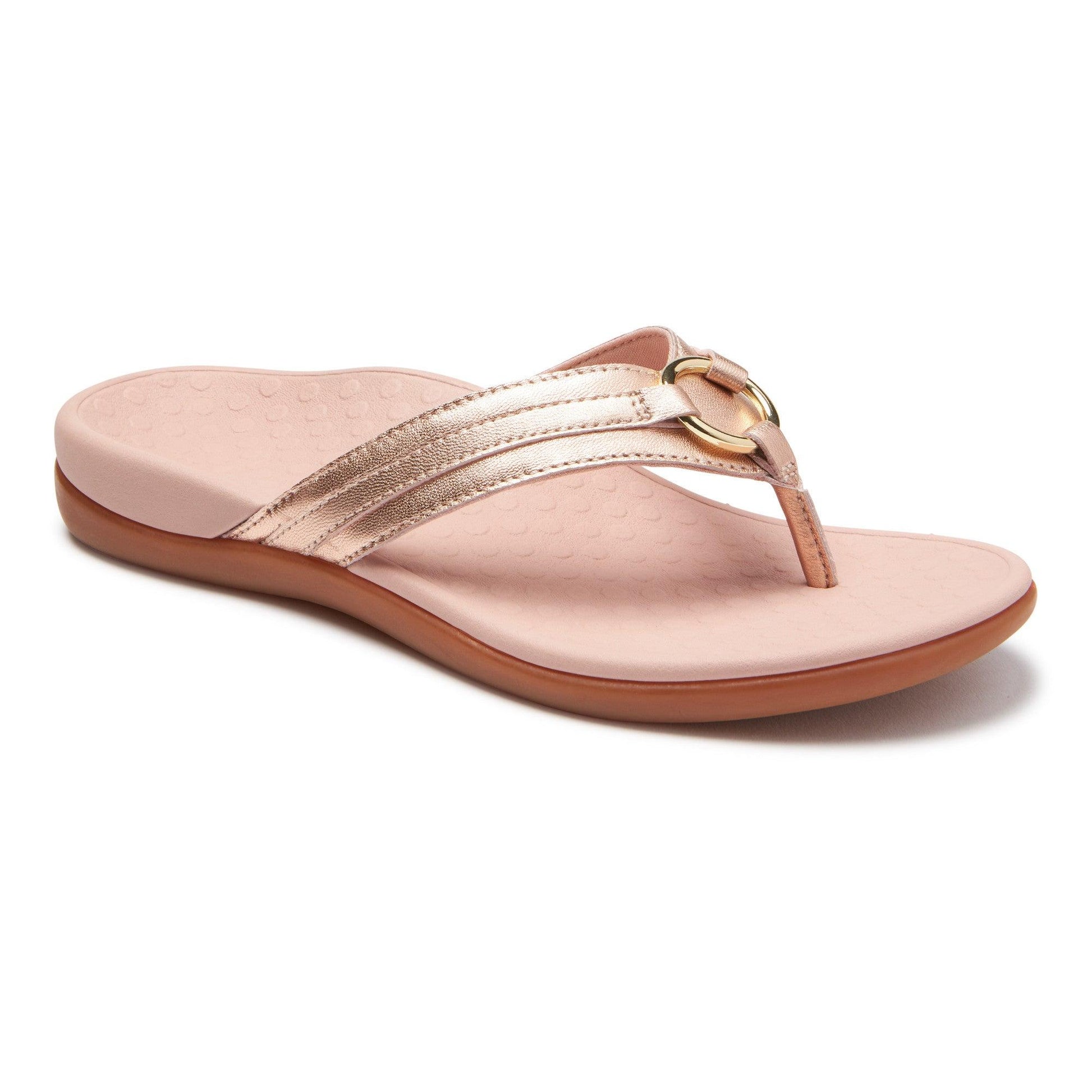 Vionic Tide Aloe Toe Post Black Arch Flip Flops - Anjelstore 