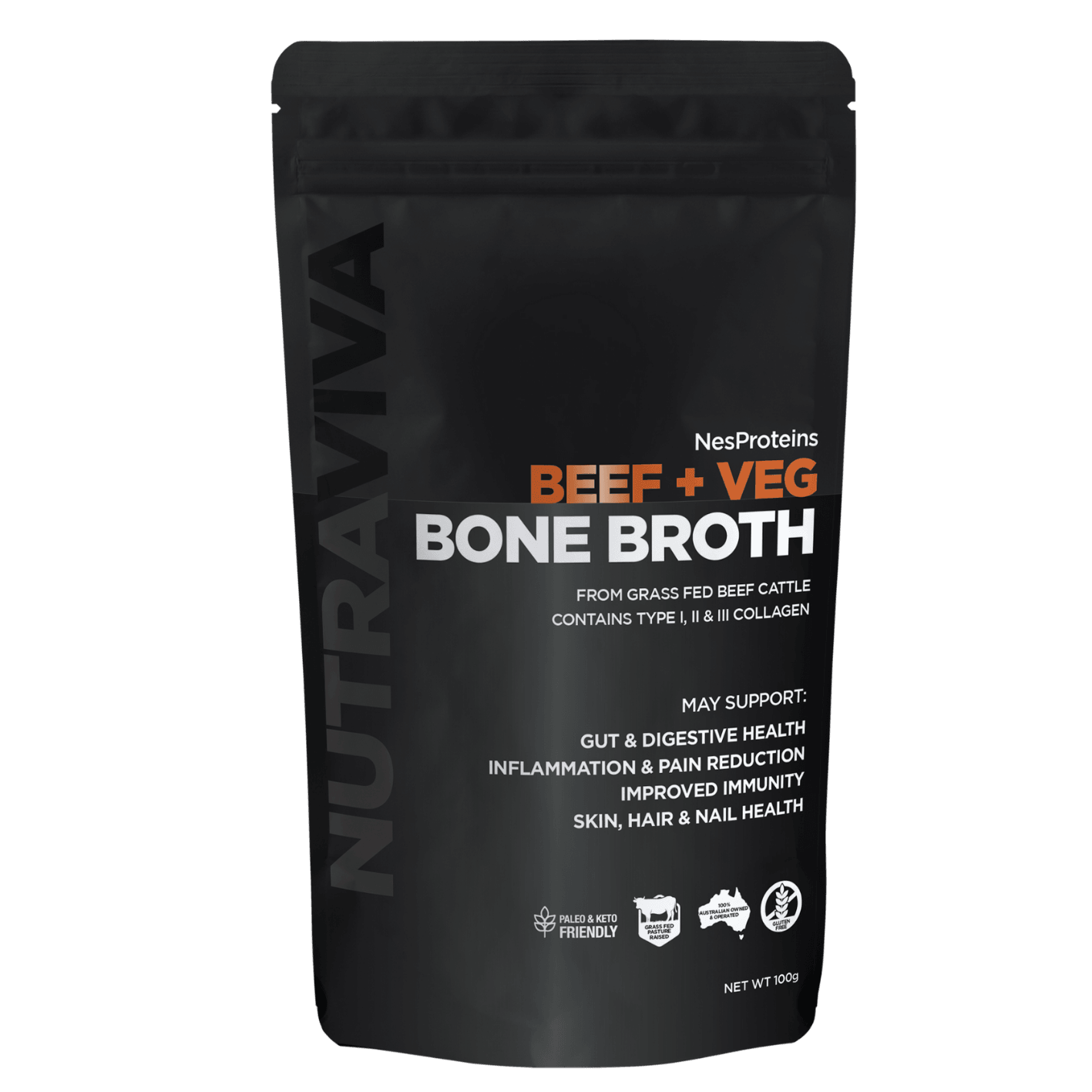 Nutraviva Australian Beef Bone Broth Powder 100g - Anjelstore 