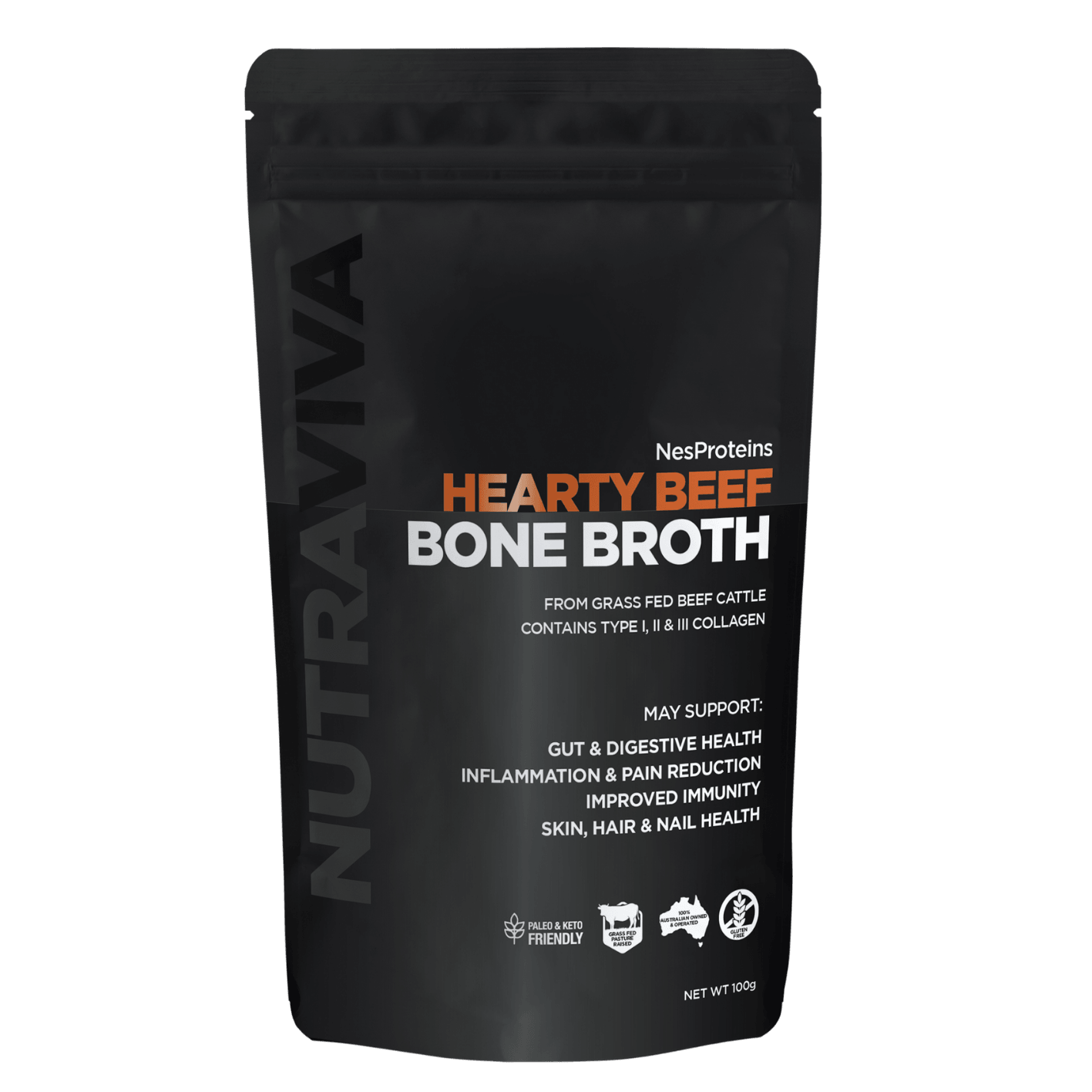 Nutraviva Australian Beef Bone Broth Powder 100g - Anjelstore 