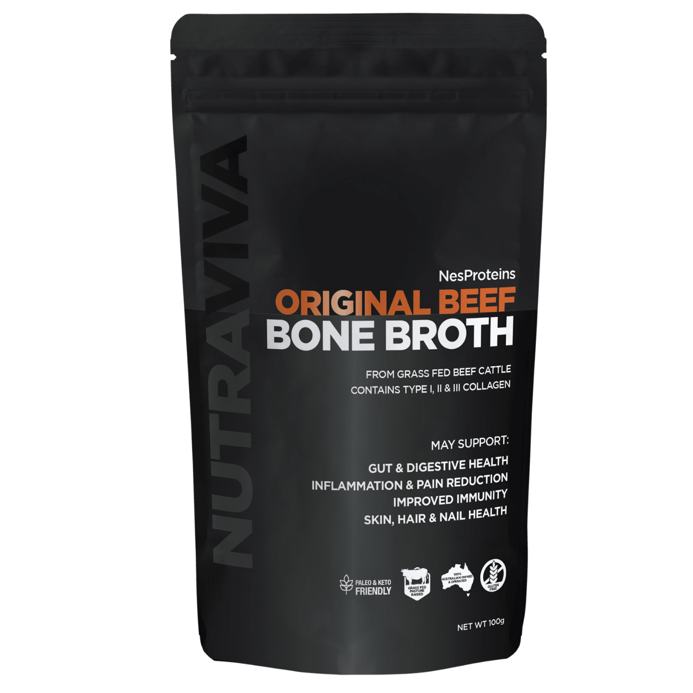 Nutraviva Australian Beef Bone Broth Powder 100g - Anjelstore 