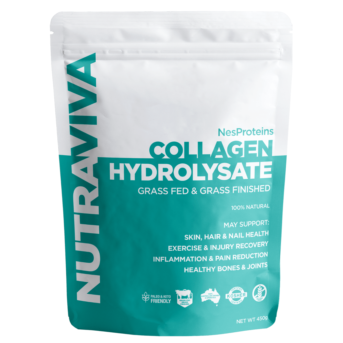 Nutraviva Certified Grass Fed Collagen Hydrolysate 450g - Anjelstore 