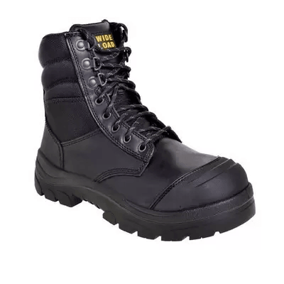 Wide Load 890BZ - 8 Inch Black Steel Toe Zip/ Lace Up Boot - Anjelstore 