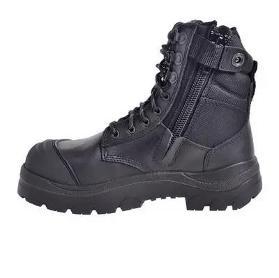 Wide Load 890BZ - 8 Inch Black Steel Toe Zip/ Lace Up Boot - Anjelstore 