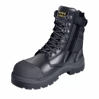 Wide Load 890BZ - 8 Inch Black Steel Toe Zip/ Lace Up Boot - Anjelstore 