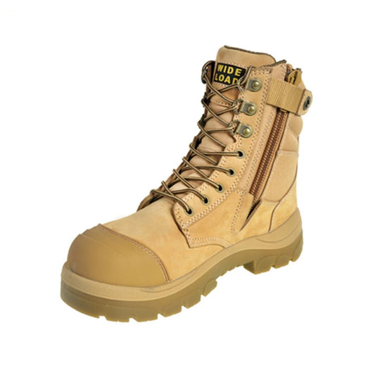 Wide Load 890WZ - 8 Inch Wheat Steel Toe Zip/ Lace Up Boot - Anjelstore 